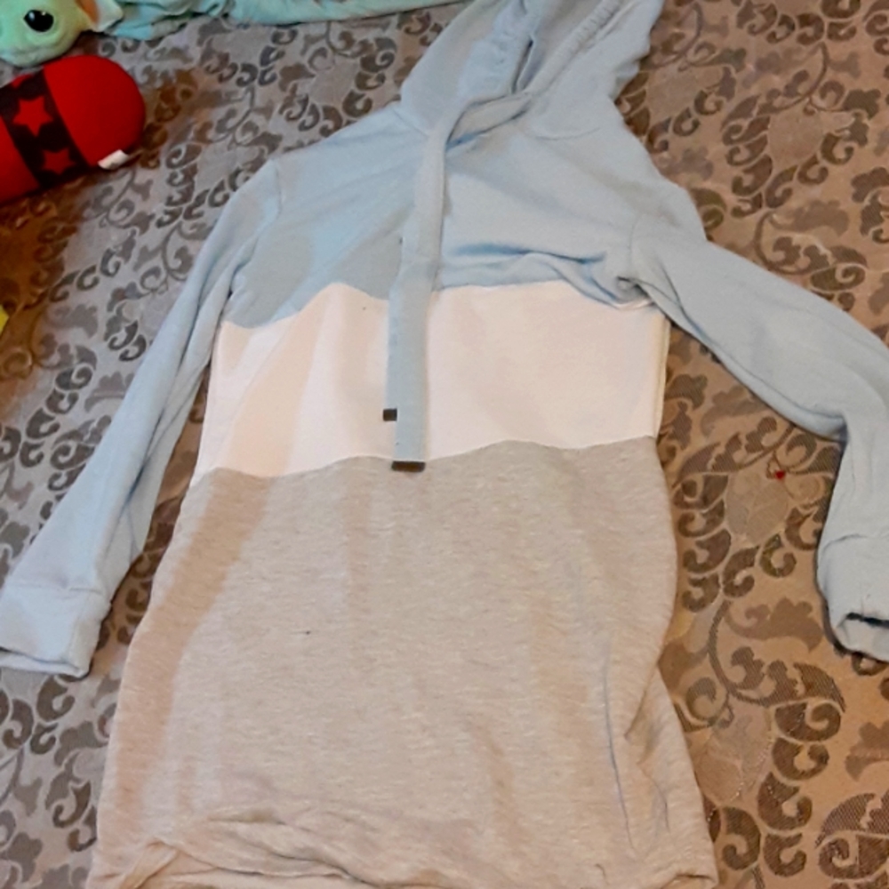 Blue, White and Gray Comfy Fall Dress size Medium